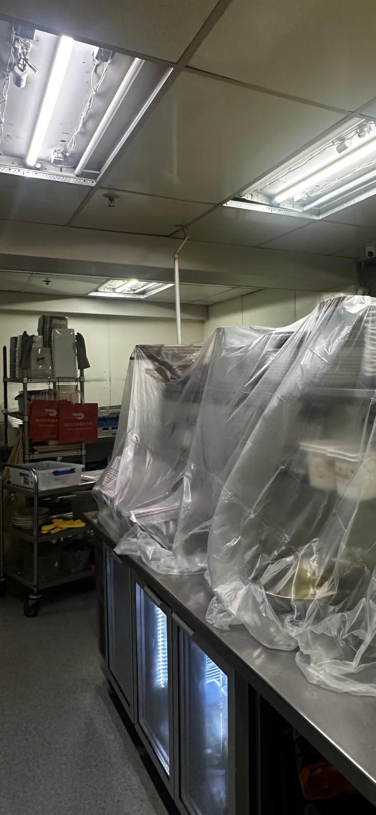 Technician applying German cockroach treatment at a residential property